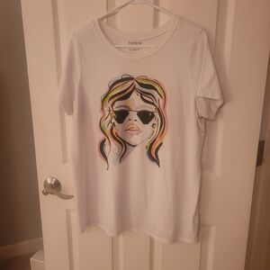 Torrid White Graphic Tee with Colorful Design